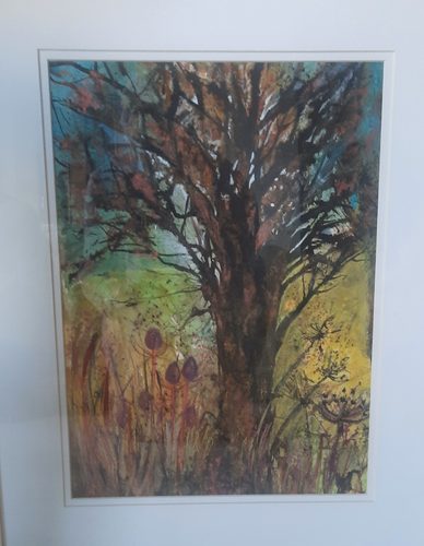 Sheila H, Late Autumn Walk, watercolour & ink.